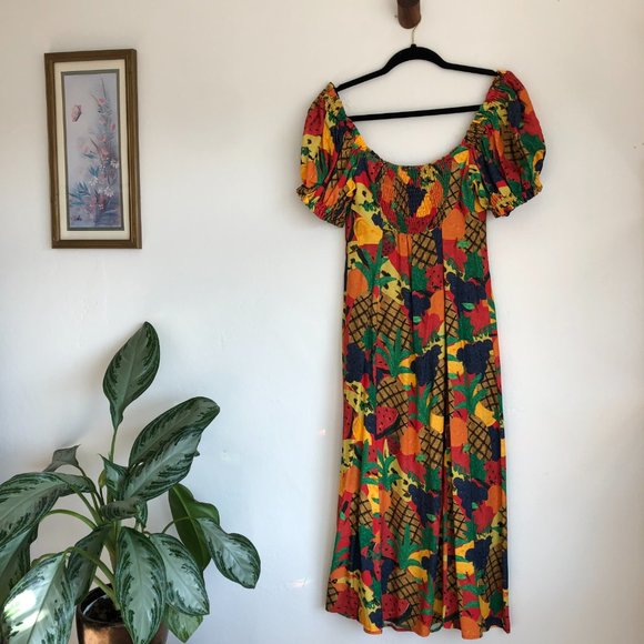 FARM Rio Fruit Salad Square Neck Midi Dress - Picture 6 of 13